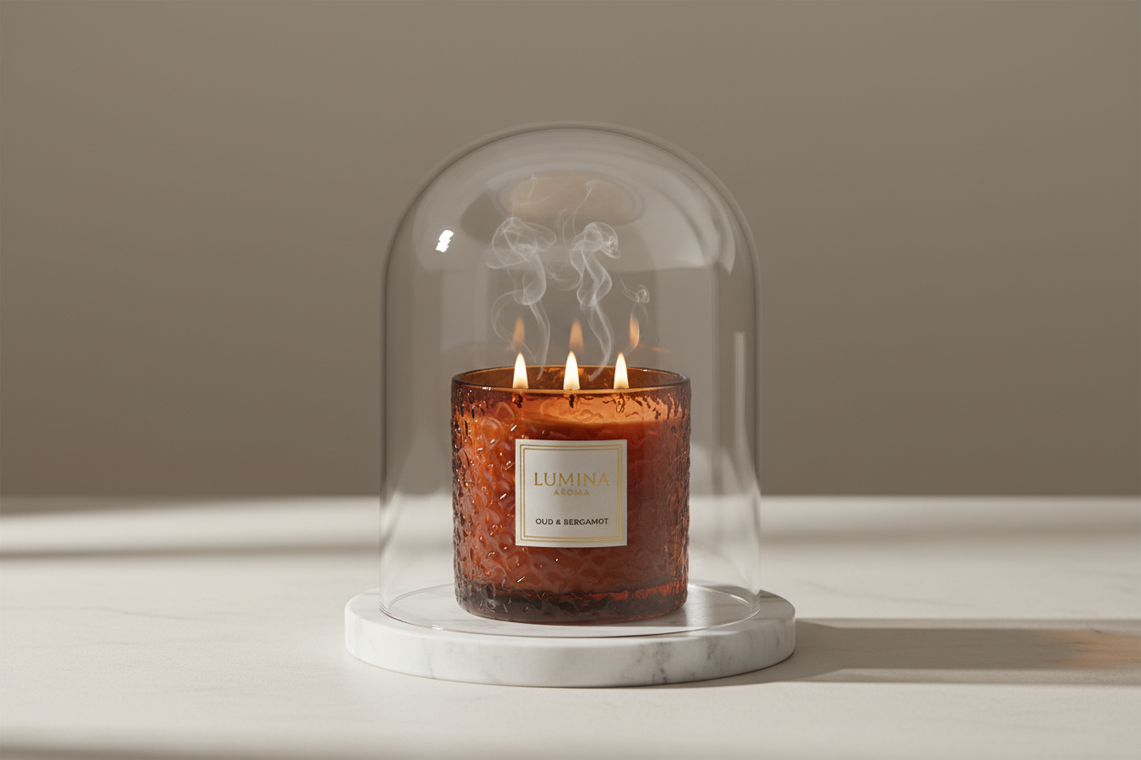 Cloche de protection en verre pour bougie - Conservation du parfum